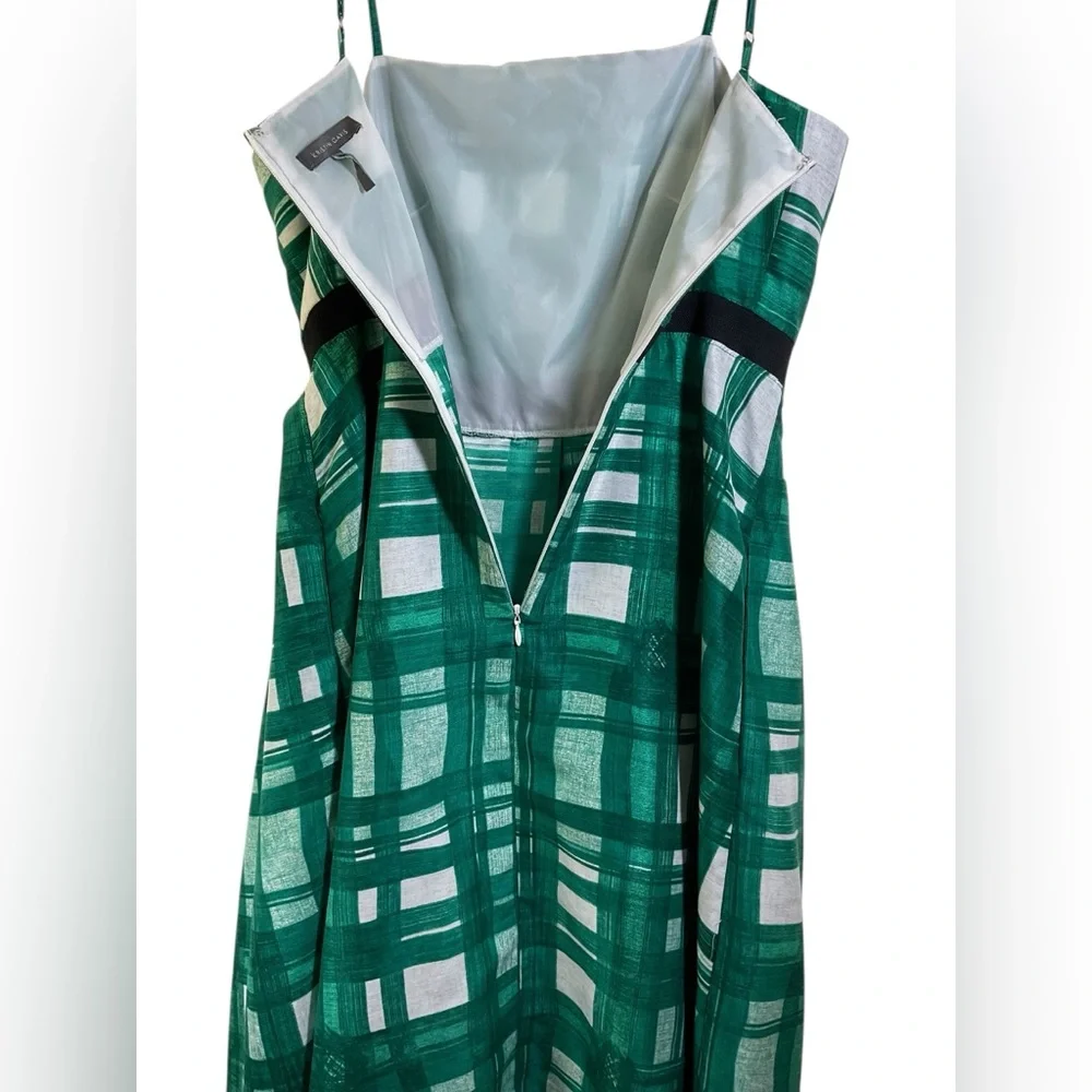 Kristin Davis Plaid Green And White‎ Pin Up Style Dress. Size 6